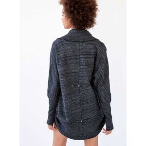 Wilfred Diderot Cocoon Sweater Open Front Women’s Small Black Grey Space Dye